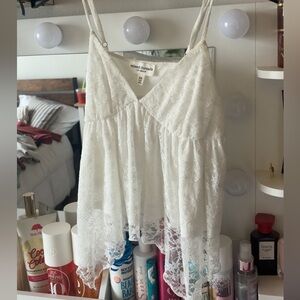 Raked Threads Ivory Lace Camisole with Spaghetti Straps